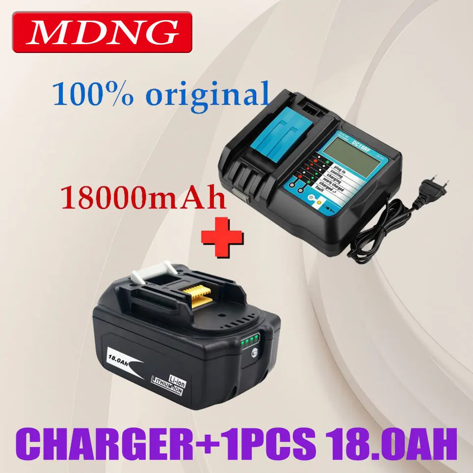 

Original 18V 18.0Ah Battery 18000mah Li-Ion Battery Replacement Power Battery for MAKITA BL1880 BL1860 BL1830battery+4A Charger