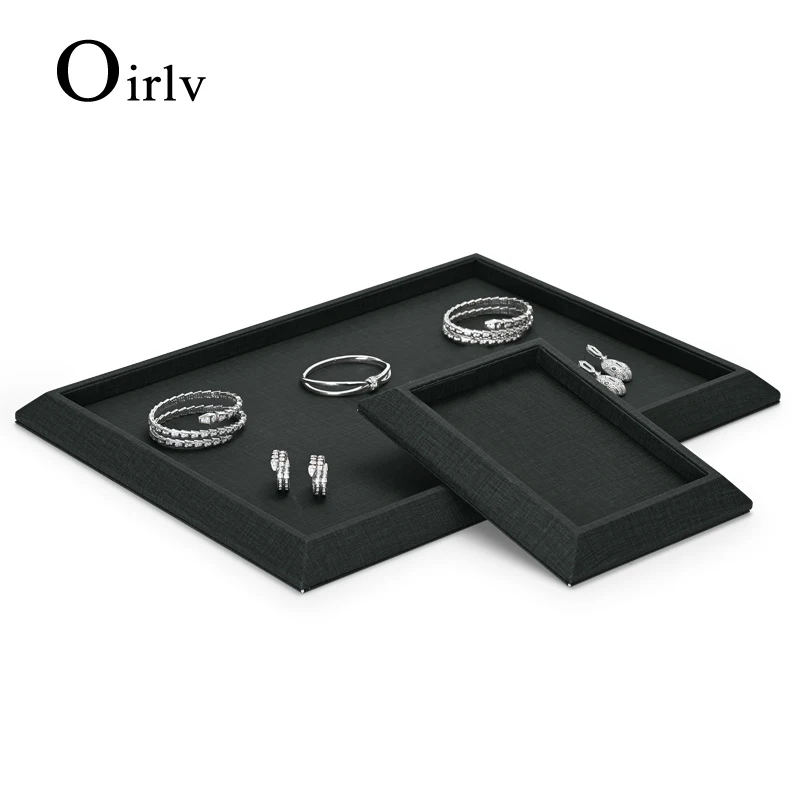 

Oirlv Black PU leather Jewelry Tray for Rings Earrings Necklaces Pendants Bracelets for Display Dresser Storage