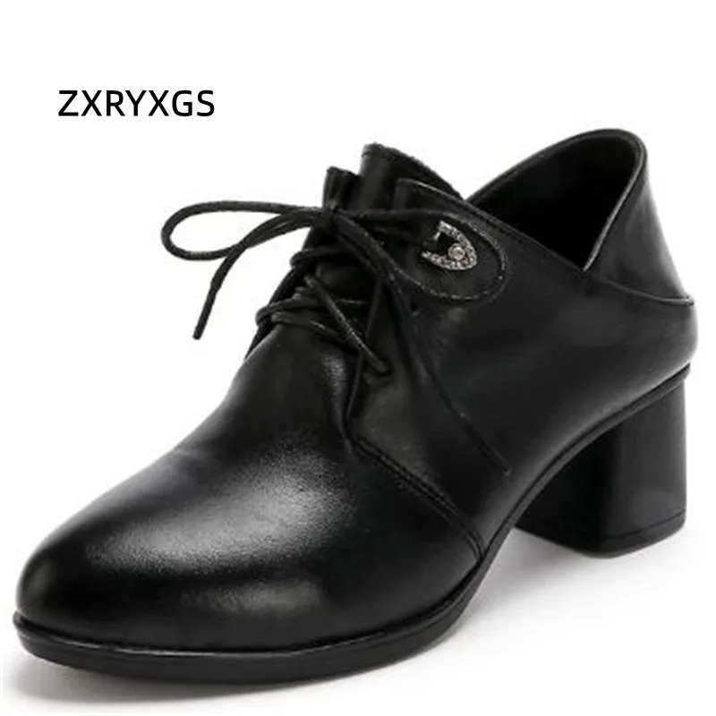 

ZXRYXGS популярные женские туфли-лодочки из натуральной воловьей кожи, черные туфли, новинка 2023, весенние элегантные темпераментные женские ту...