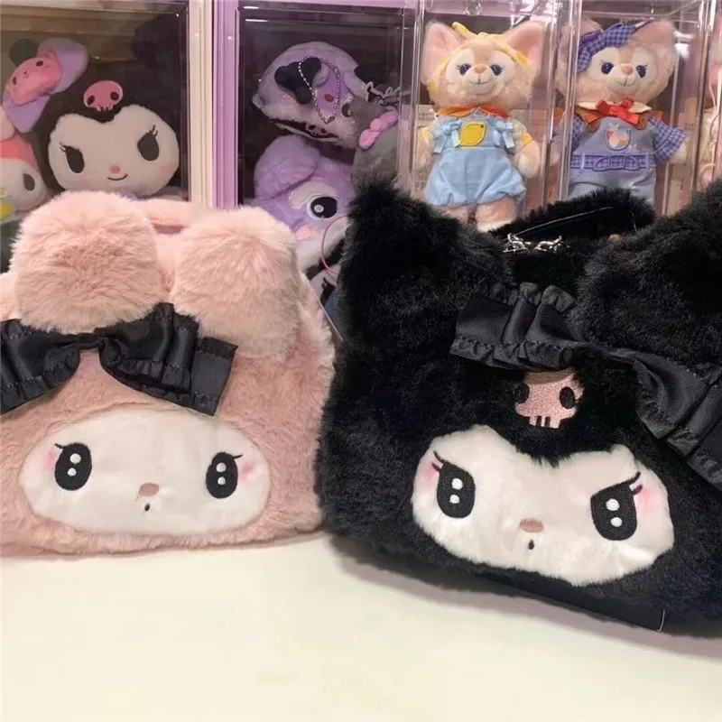 Косметичка Sanrio для макияжа пушистая косметичка Kawaii Kuromi My Melody мультяшная
