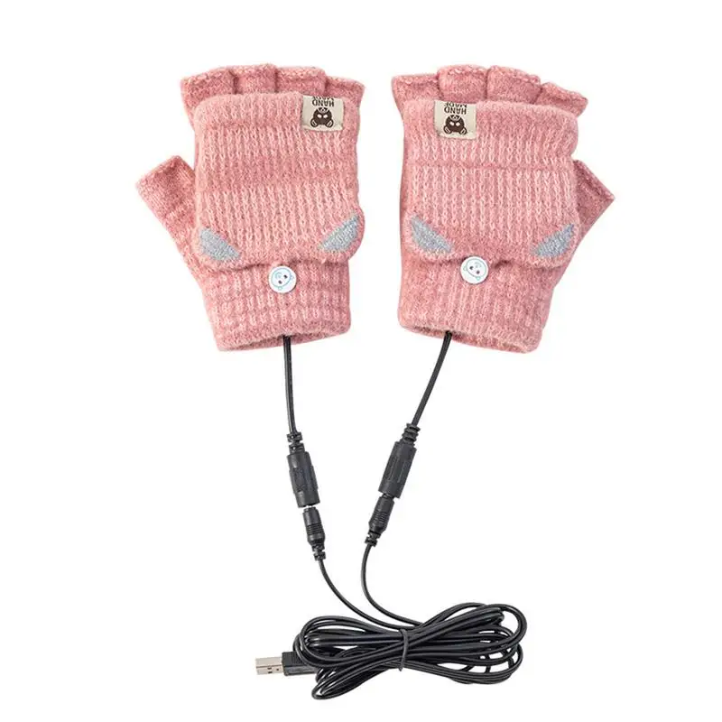 

Half-Finger Heated Gloves USB Heated Gloves Woven Winter Warm Heating Gloves Fingerless Heating Hand Warmer Washable Design Glov