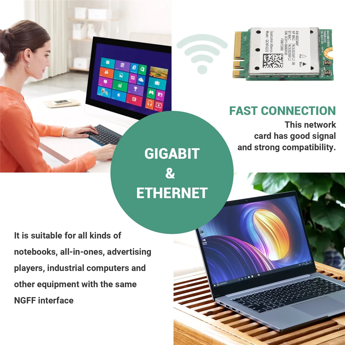QCNFA222 802.11A/B/G WIFI карта 2 4 ГГц 5 WiFi + BT 0 NGFF Wlan