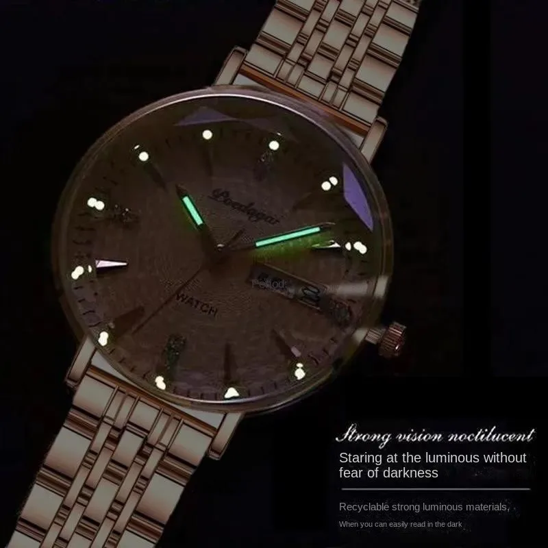 2023 New Women's Watch Waterproof Night Glow Calendar Texture Dial Diamond Design Mirror Face Fashion Women's Watch