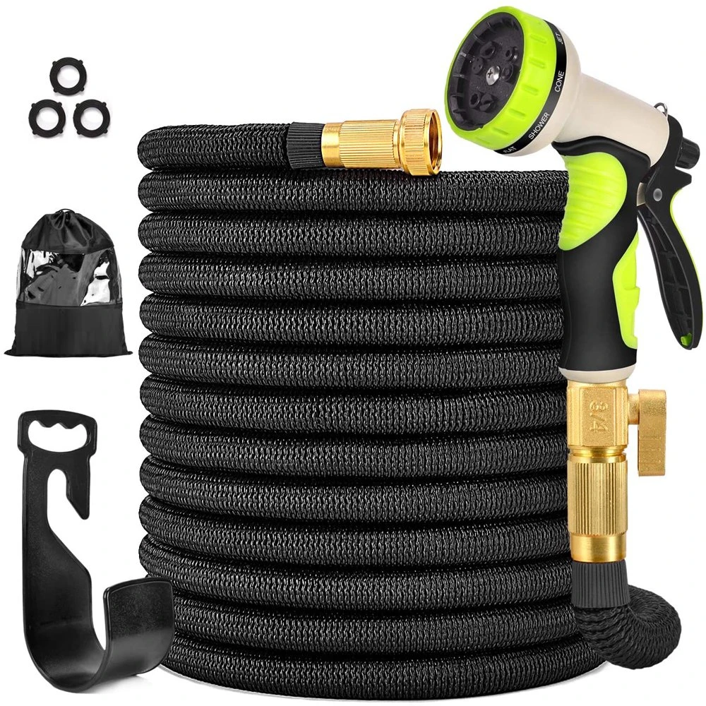 

100FT Expandable Garden Hose with 10 Function Spray Nozzle, Leakproof Expanding Flexible Outdoor Yard Hose with Solid Brass Fitt