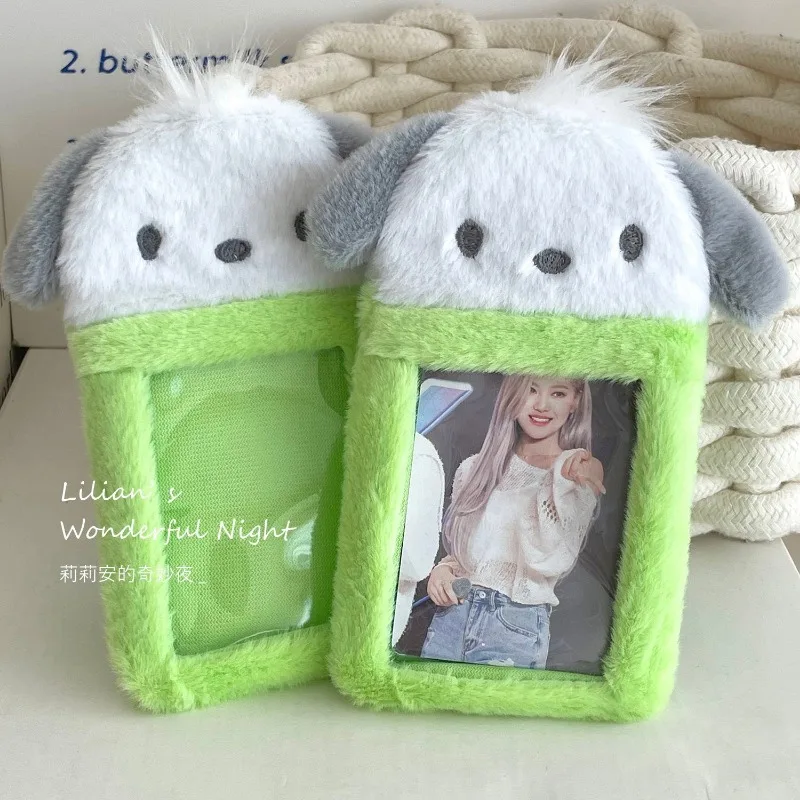 Kawaii Sanrio Pochacco плюшевый чехол для карт брелок ключей с мультяшной едой держатель