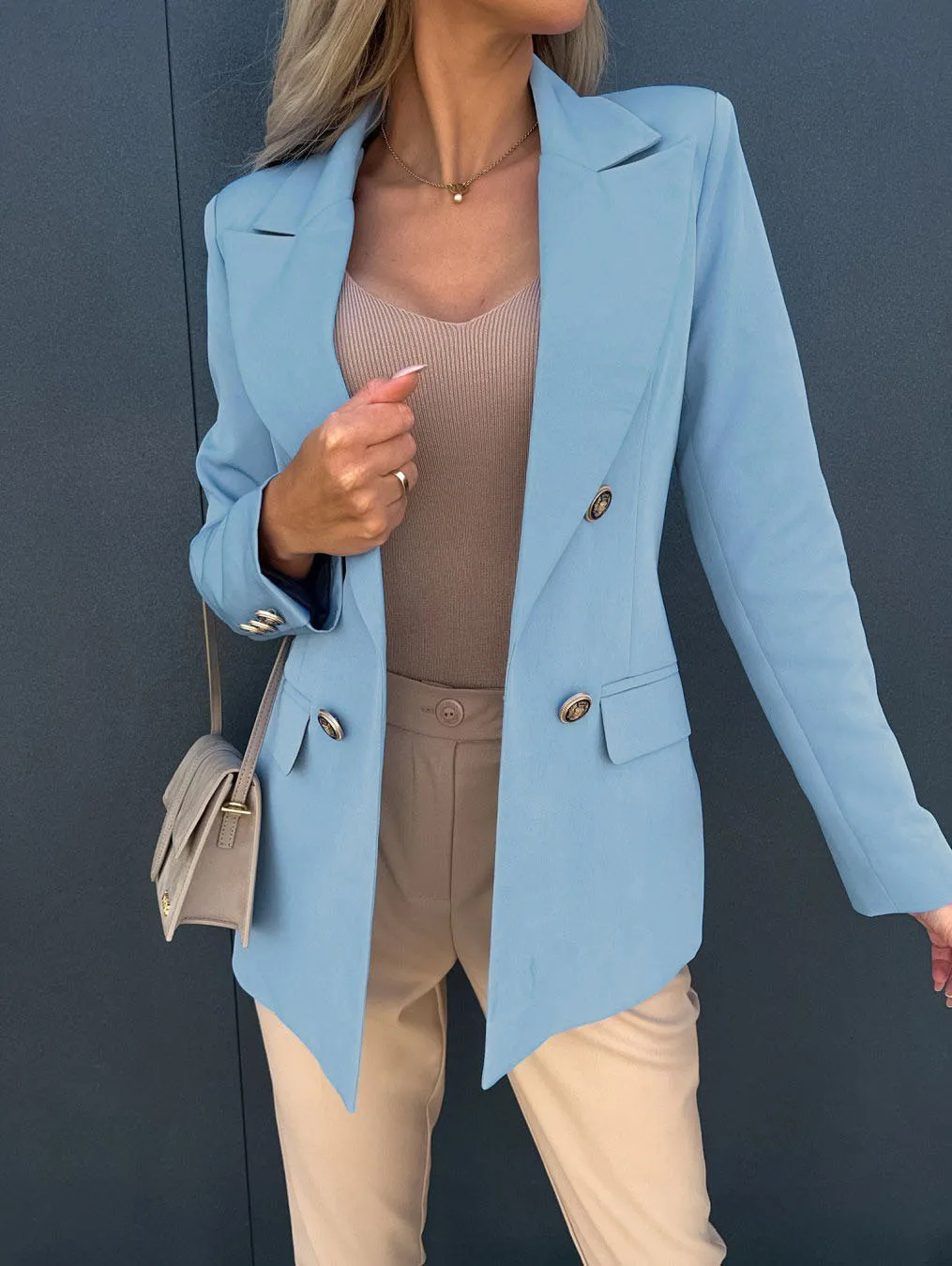 Blazers for Women New 2022 Fashion Polo Cardigan Mid Length Solid Color Jacket Women Coats