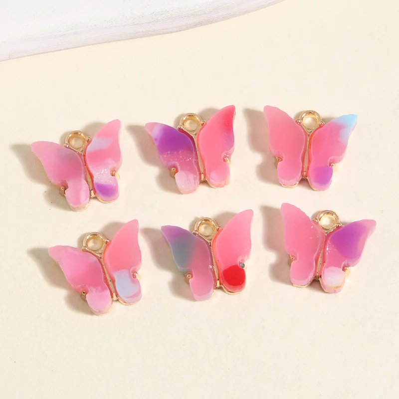 10 шт., маленькие эмалевые подвески-бабочки для сережек, 14 х13 мм