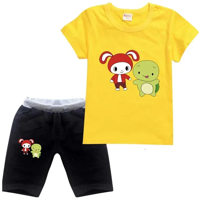 Фото ♥ Комплект одежды для девочек и мальчиков AA JJ Mikey: летние футболка и брюки, повседневный спортивный костюм из 2 предметов, футболка Maizen JJ, спортивный костюм, новинка 2026 №3