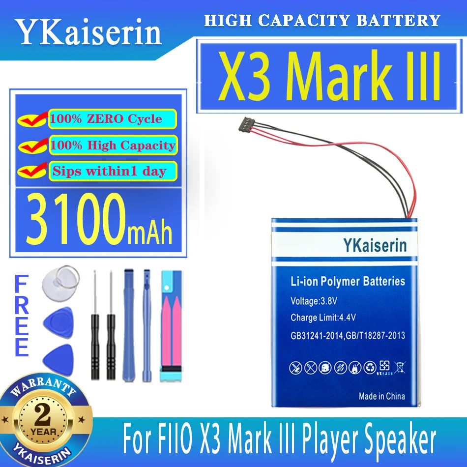 

YKaiserin 3100mAh Replacement Battery For FIIO X3 Mark III Player Speaker Digital Batteries