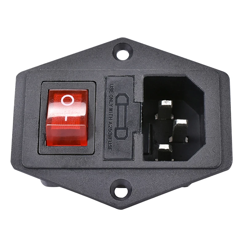 

1pcs 250v AC power switch 3 pin socket switch copper foot with fuse for 3D printer