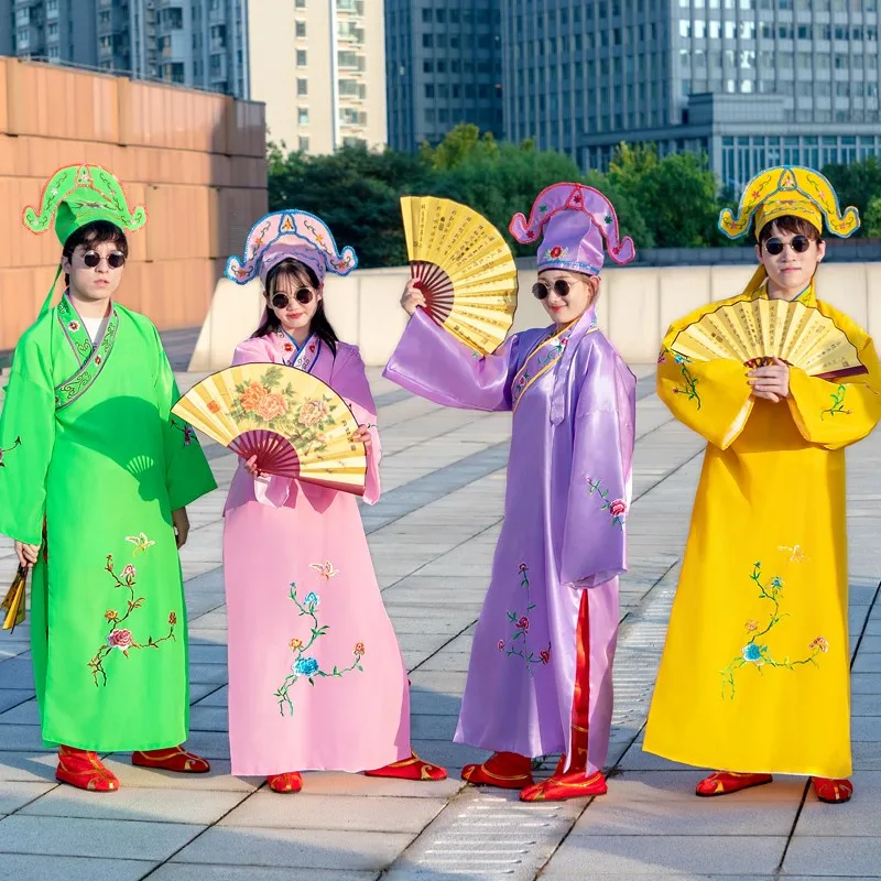 Четыре ученых в Цзяннань старинный костюм одежда эскиз полный комплект костюмы