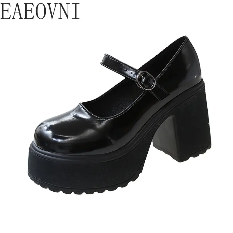 Туфли Мэри Джейн на платформе обувь в готическом стиле Униформа высокий толстый