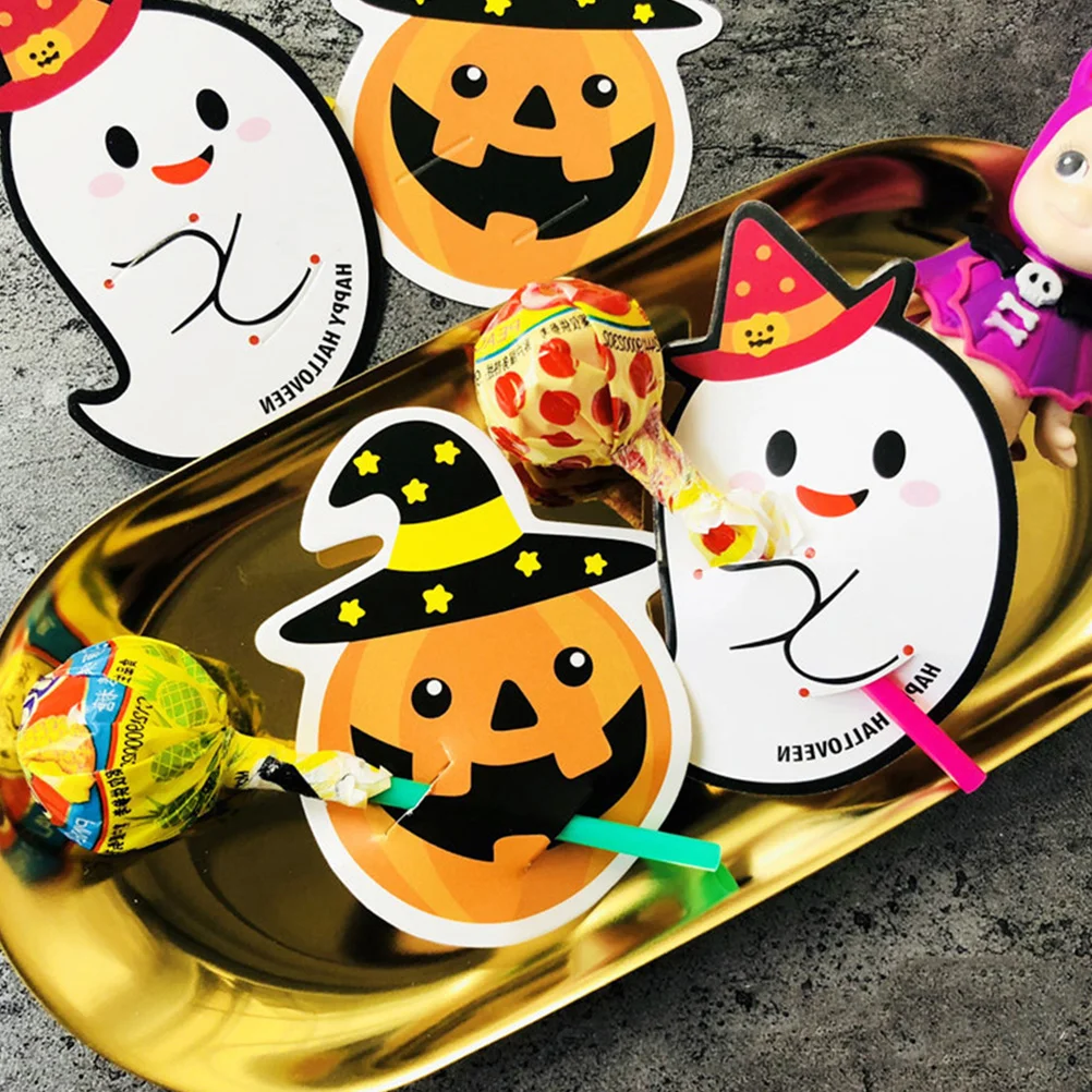 

100pcs DIY Paper Lollipop Halloween Lollipop Decoration for Boys Girls