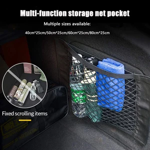 Car Back Rear Mesh Trunk Seat Elastic String Net Magic Sticker Universal Storage Bag Pocket Cage Auto Organizer Seat Back Bag