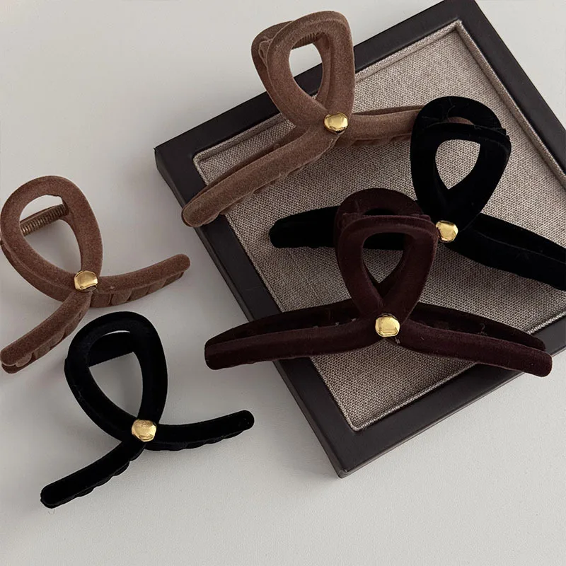 Новые флокирующие заколки для волос большого размера золотого цвета Женские