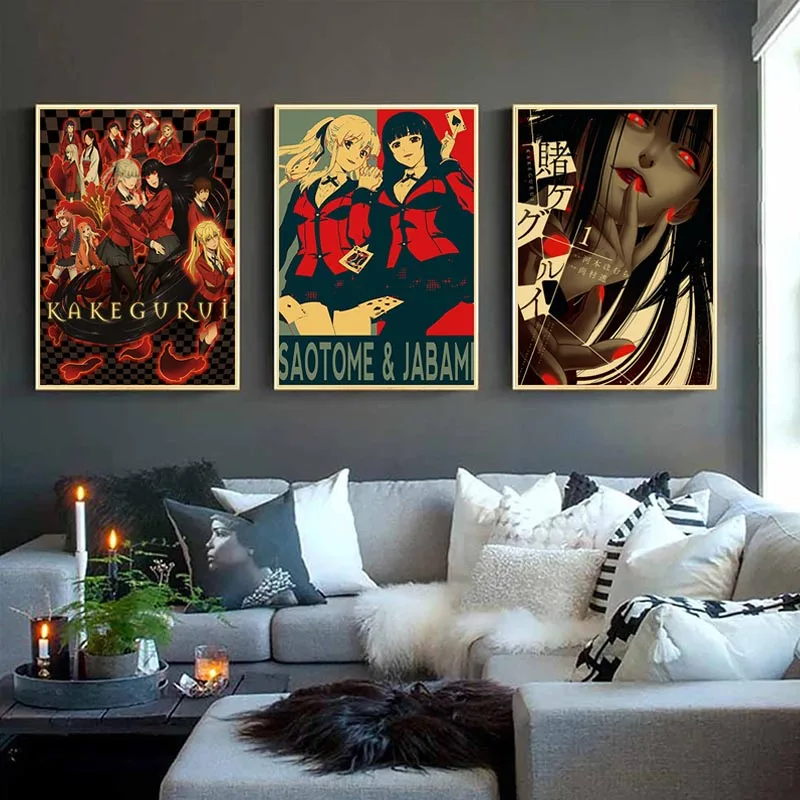 Постеры Kakegurui из крафт-бумаги винтажный аниме плакат картины домашнее украшение