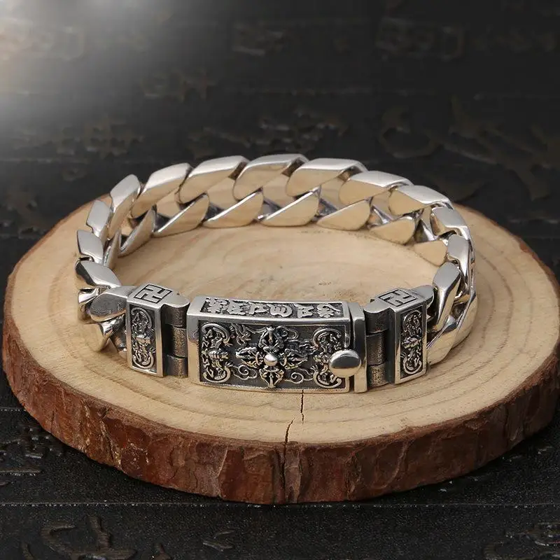 

New men's six character bracelet with true words, personalized retro hand accessories, and aggressive trend