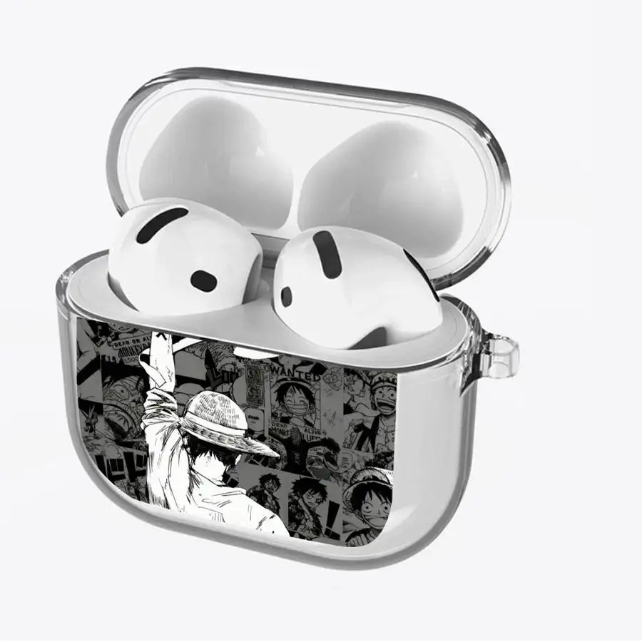 Фото Прозрачные чехлы для наушников AirPods Pro 2, Pro3, 1, 4, 3 с аниме-дизайном One Piece №2