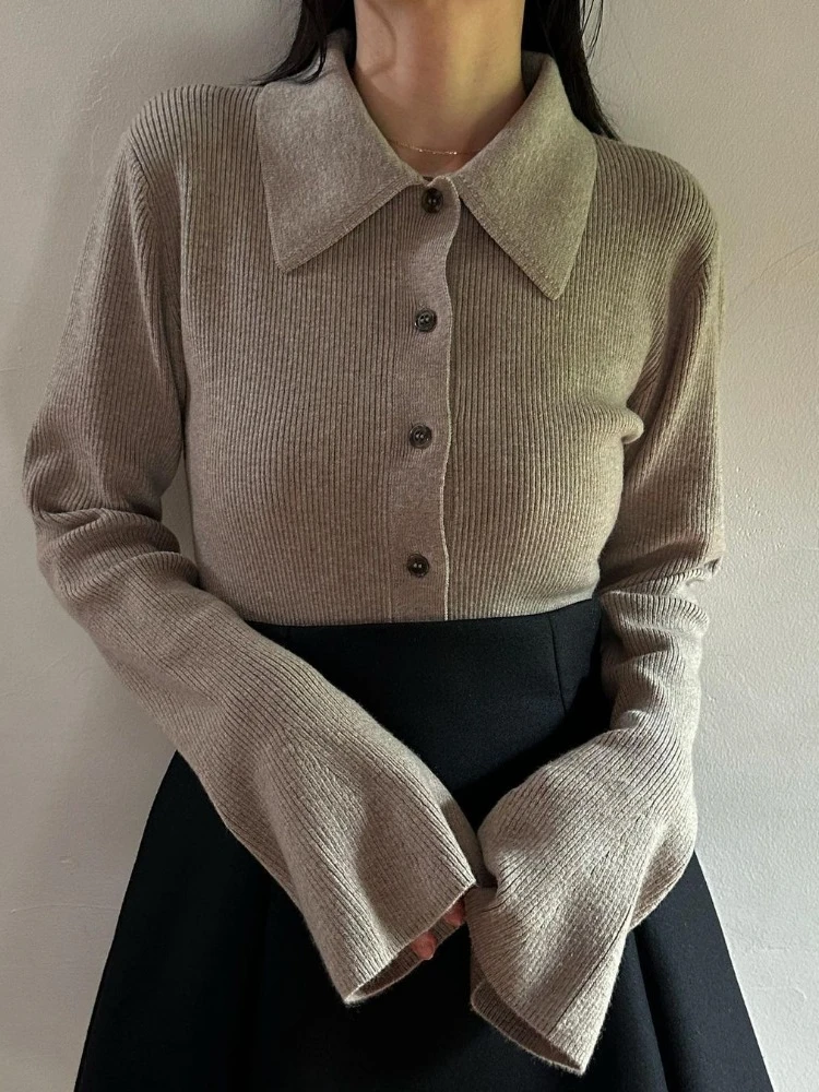 Винтажная женская одежда с отложным воротником и длинными рукавами однотонные