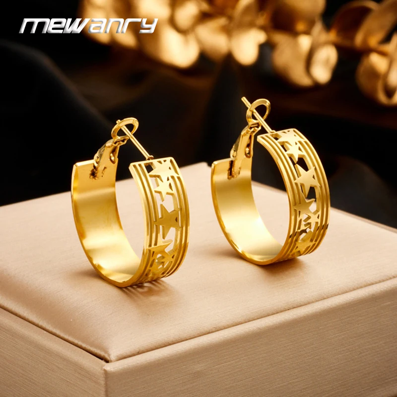 Mewanry 316L полые геометрические серьги из нержавеющей стали для женщин винтажные модные креативные предотвращающие аллергию ушные пряжки ювелирные изделия в подарок