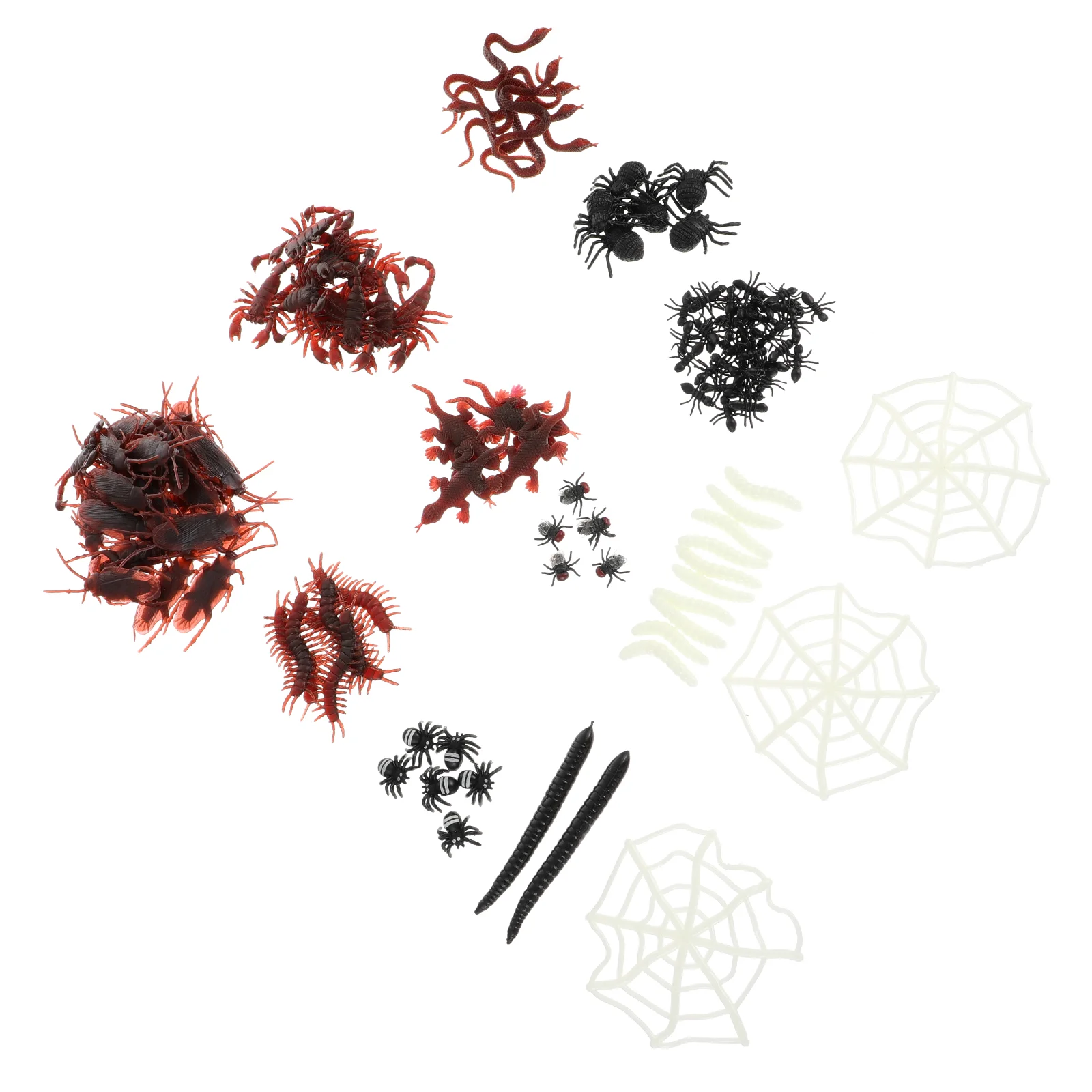 

128 Pcs Simulation Insect Suit Toys Emulation Worms Halloween Scary Artificial Prank Plastic Plaything Prop