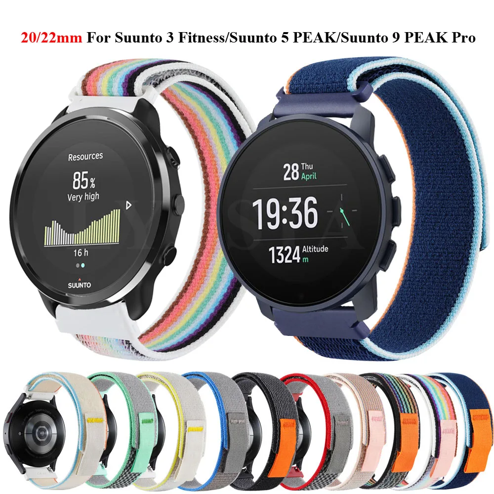 20 22mm Replacement Strap For Suunto 3 Fitness Sport Nylon Band For SUUNTO 5 PEAK/SUUNTO 9 PEAK Pro/Oneplus Watch Bracelet Band