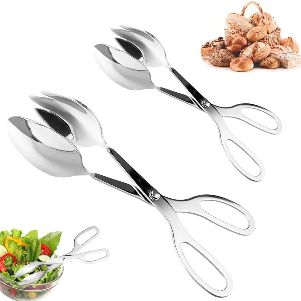

Bread Folder Stainless steel food clip spoon fork tongs salad clip party pastry buffet pliers kitchen accessories