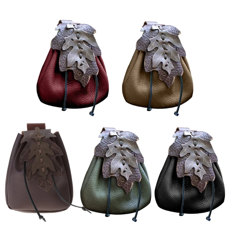 

Leather Medieval Waist Pack, Vintage Handwork Belt Waist Bag Leather Belt Medieval Nordic Embossed Bag