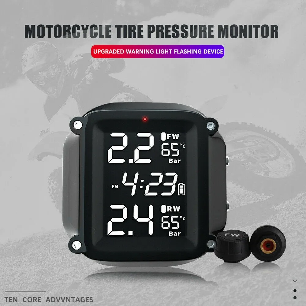 

Motorcycle TPMS Motor Tire Pressure Sensor Tyre Temperature Monitoring Digital Alarm System For Motorbike Electrocar Tricycle