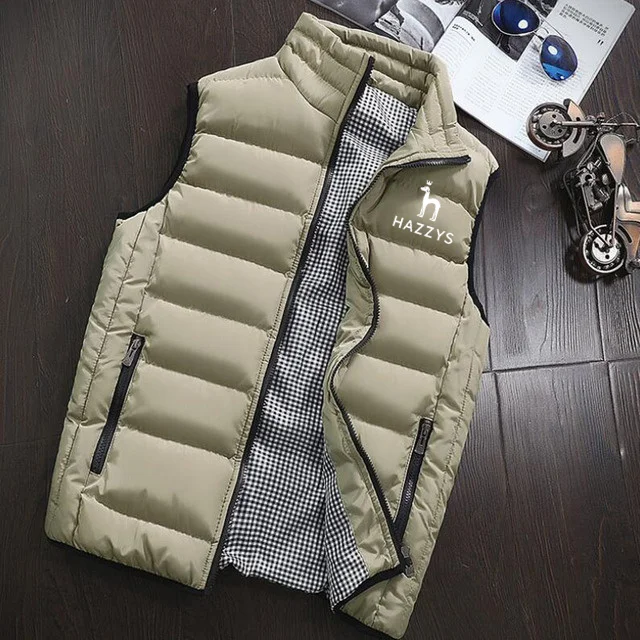 HAZZYS Brand Men's and women's autumn and winter warm and windproof Vest Jacket fashion trend thickened cotton padded warm