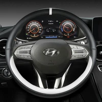 microfiber leather car steering wheel cover for hyundai santa fe 2018 2021tucson 2016 2019 veloster 2019 2021 auto accessories