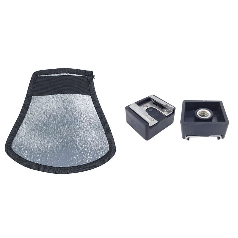 

1X Flash Diffuser Silver/White Reflector For Nikon Speedlite SB-600,SB-800 & 2Pcs Flash Hot Shoe Mount Adapter