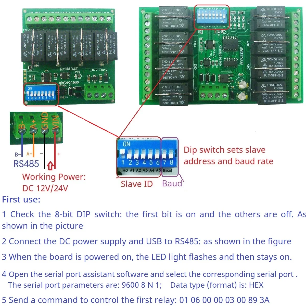 DC 9-24 В 16DI RS485 MODBUS RTU Плата расширения ПЛК Изолированная связь Цифровой вход Выход