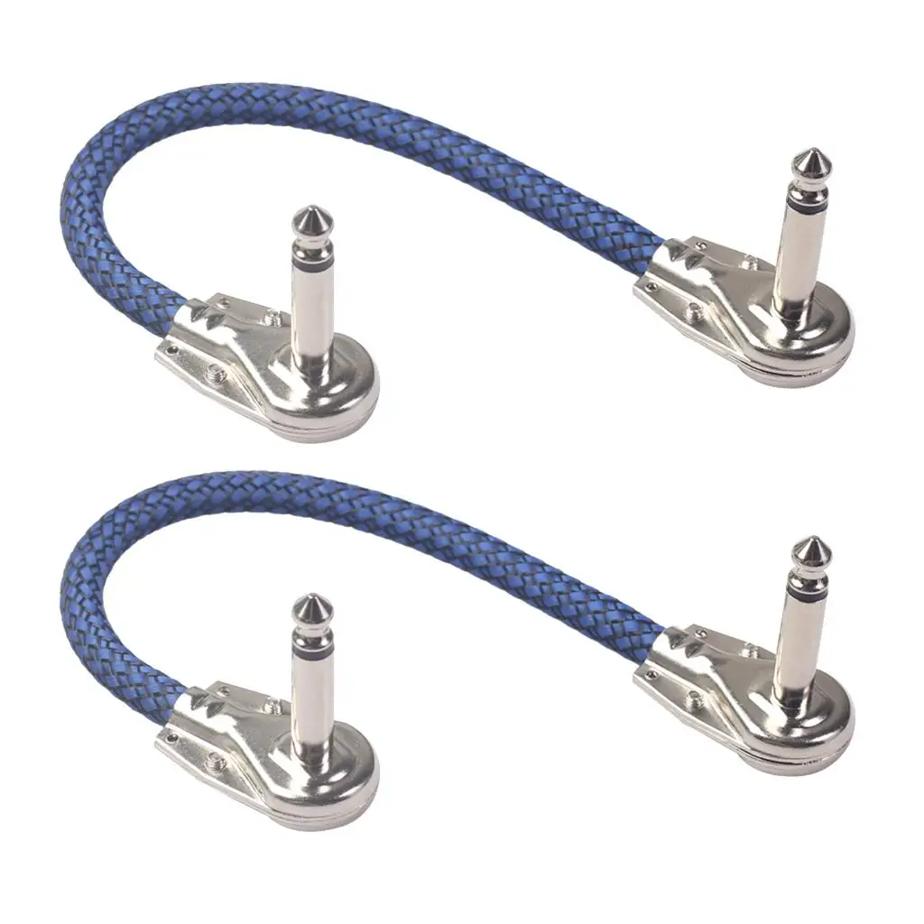 

Соединительный кабель для гитары под прямым углом дюйма, 2 шт., для педалей эффектов, аудио, синий