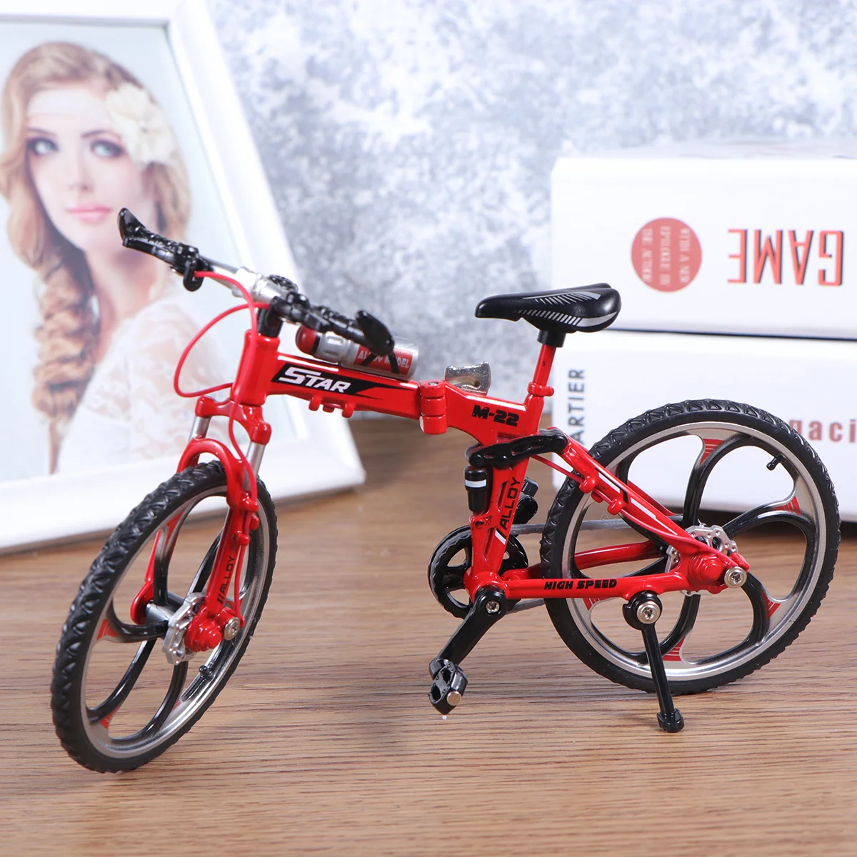 

17 .5x10.5cm Nativity Ornaments Kids Bicycle Statue Mini Model Small Bicycle Home Decor Christmas Gift Child
