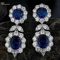 wong rain 925 sterling silver created moissanite sapphire gemstone wedding engagement drop dangle earrings jewelry wholesale