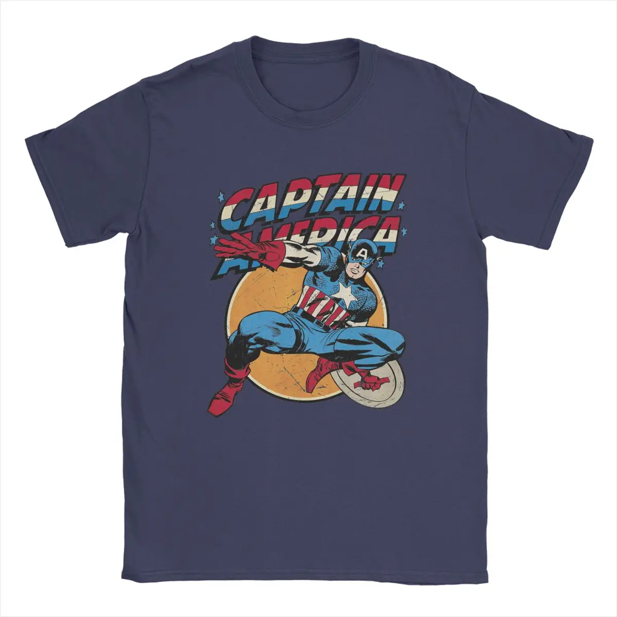 Vintage Captain America Vintage Marvel T-Shirts Men 100% Cotton T Shirts   Short Sleeve Tee Shirt Plus Size Clothing