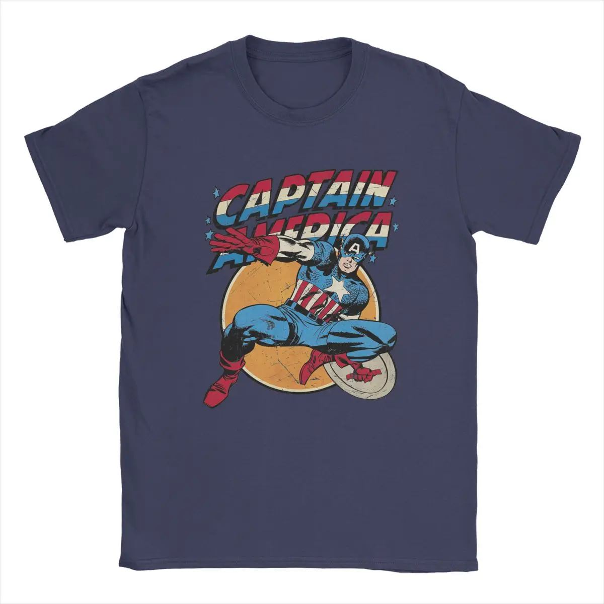 

Vintage Captain America Vintage Marvel T-Shirts Men 100% Cotton T Shirts Short Sleeve Tee Shirt Plus Size Clothing
