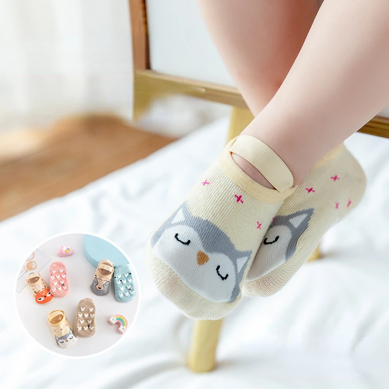 

1 Pair Fashion Baby Girls Boys Cute Cartoon Non-slip Cotton Toddler Floor Socks Animal Pattern First Walker Shoes for Newborns