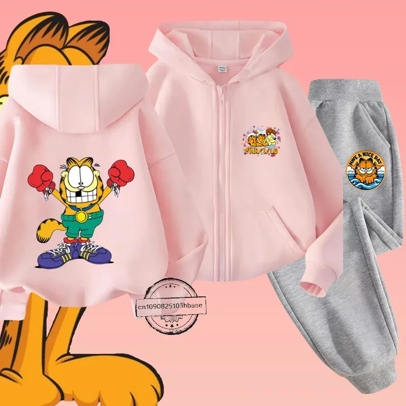 Комплект Детской Одежды С Принтом Гарфилда На Молнии Длинными Рукавами