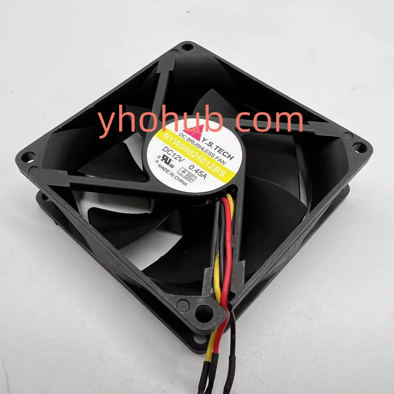 Вентилятор охлаждения сервера Y.S TECH NYW08025012BS, постоянный ток 12 В, 0,45 А, 80x80x25 мм, 3 провода
