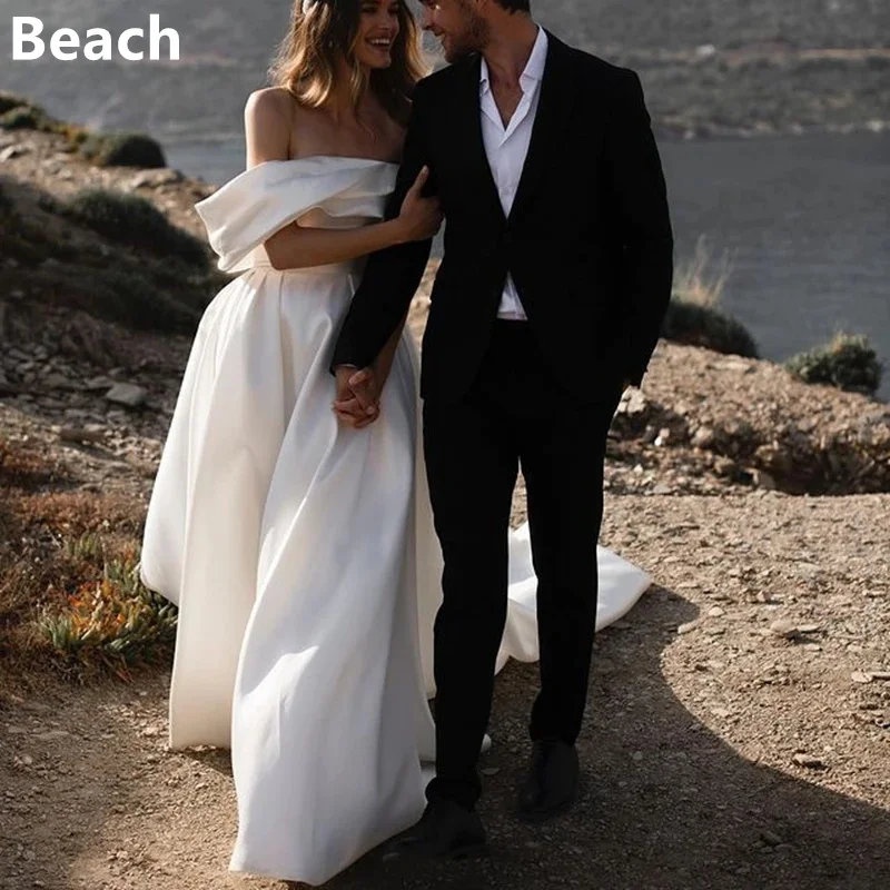 Романтическое современное свадебное атласное платье-Русалка А-силуэта платье 2024