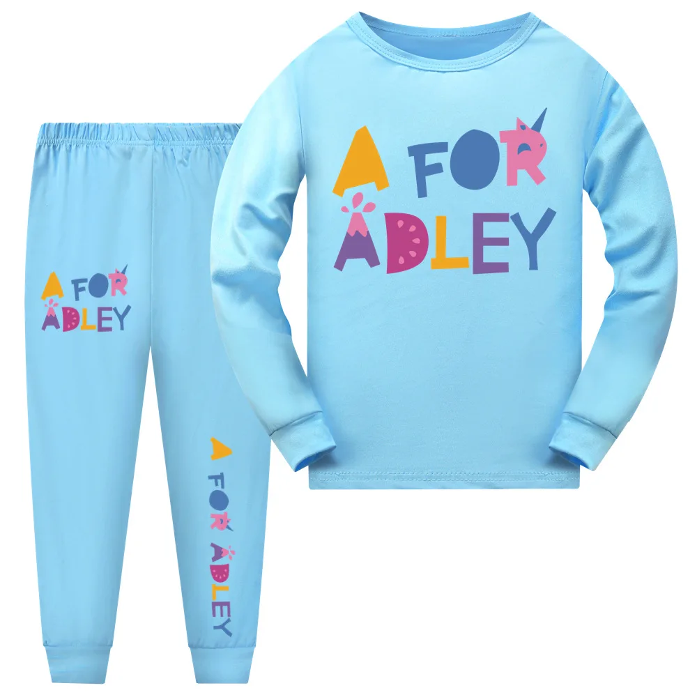 Новинка мультяшная одежда A для ADLEY пижама с длинным рукавом девочек футболка и