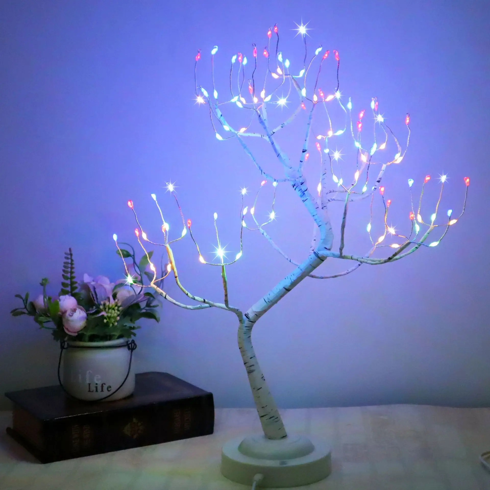 

Светодиодный Ночной светильник в виде дерева, 108 светодиодов, сенсорный выключатель, Сказочная Ночная лампа, настольная лампа для дома, спал...