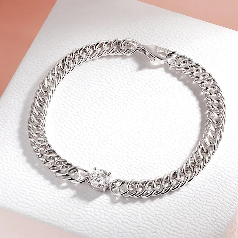 Smyoue 1 карат D цвет муассанит серебряный браслет для женщин и мужчин классические