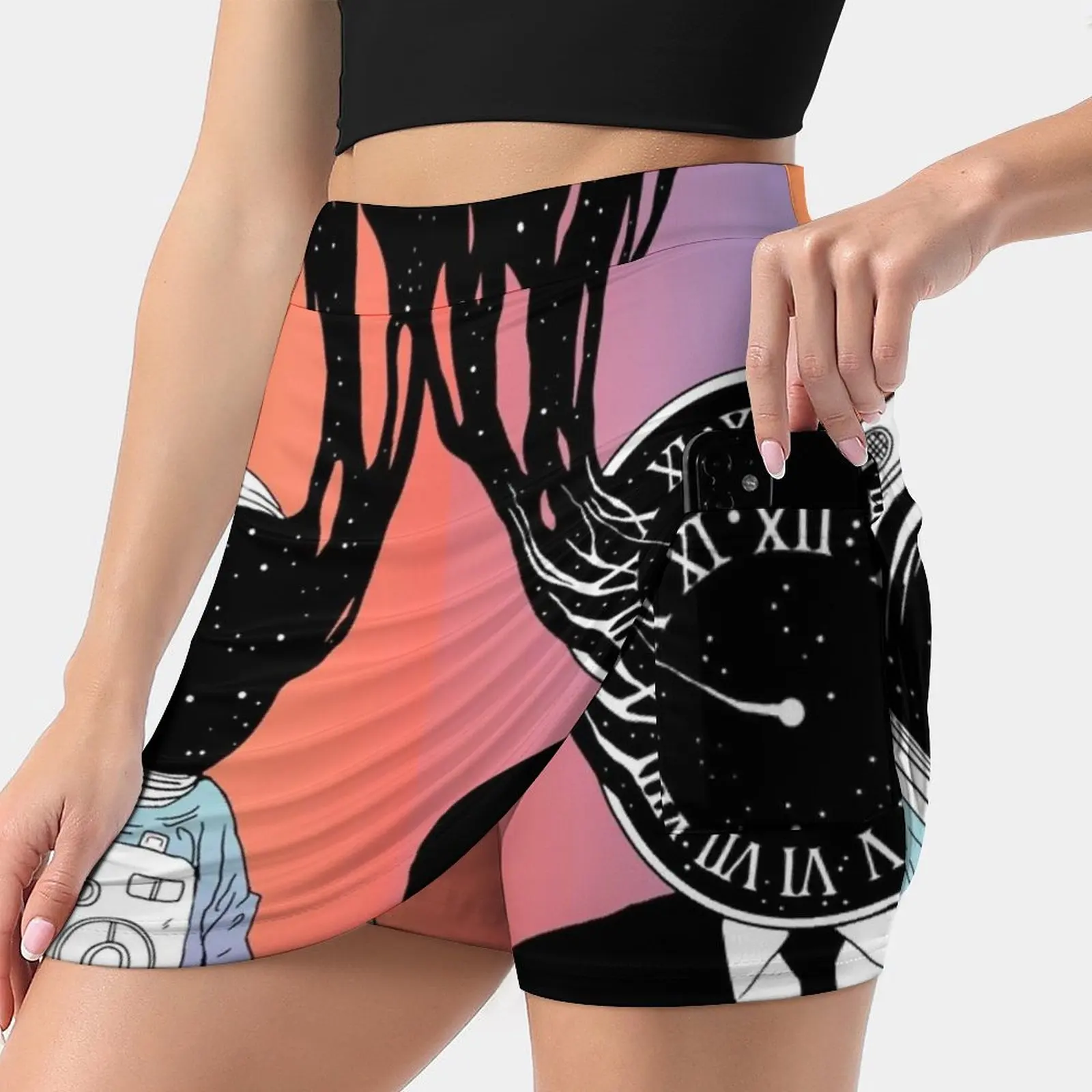 

Женская юбка с карманами, Винтажная летняя юбка А-силуэта с принтом пространства и времени (исследование существования)