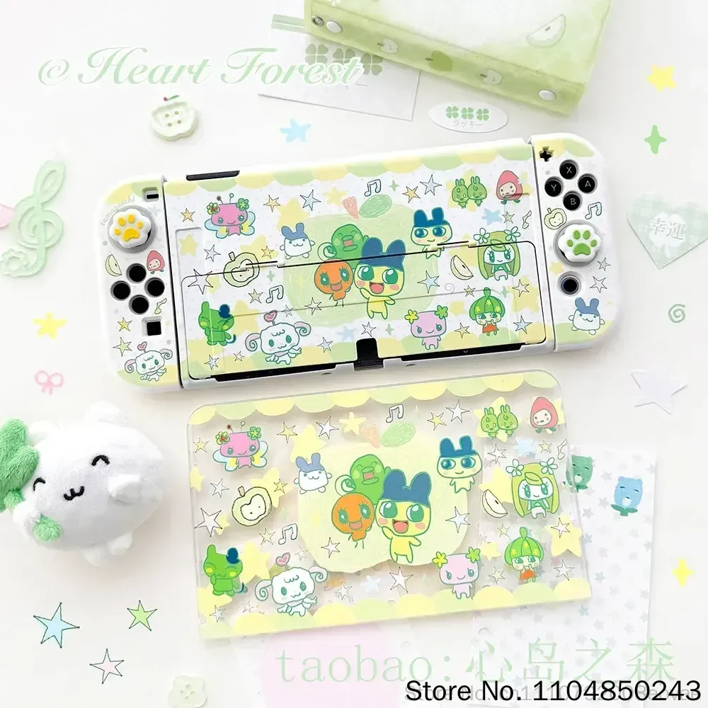Оригинальный защитный жесткий чехол Tamagotchi Switch с дизайном в виде зеленого яблока и мультяшного лесного пейзажа для игровых консолей Switch Oled Lite (art.: 3920dbd61b67a) - 3920dbd61b67a