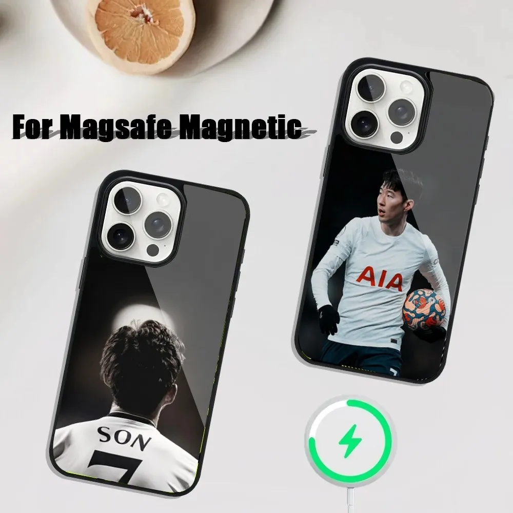 Футбольный чехол для телефона Korea Son H-Heung-mins iPhone 16 15 14 13 12 11 Plus Pro Max Mini Magsafe с