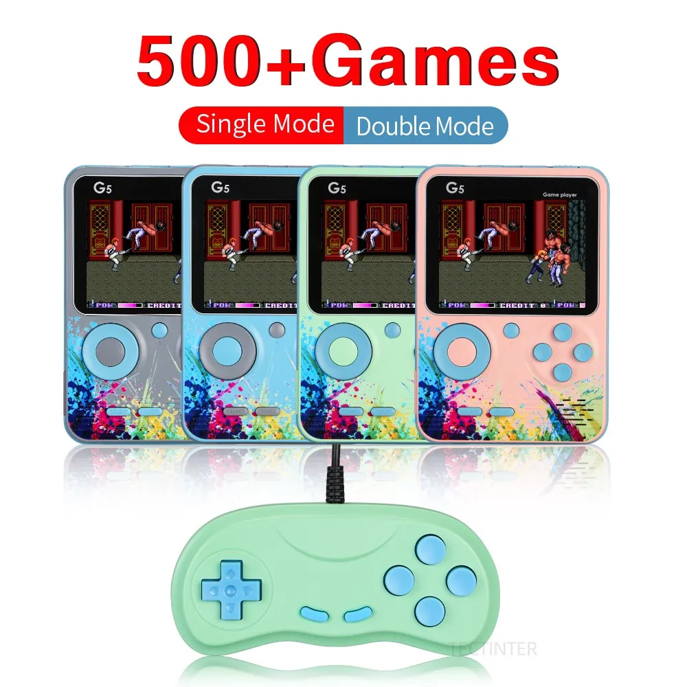 

Classic Portable Game Consoles Handheld Built-in 500 Retro Games in 1 AV Out Classic Video Game Player Support 2 Player Gamepads
