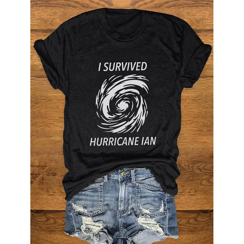 

Rheaclot Hurricane Ian 2022 Printing Women's Cotton O-Neck T-shirt